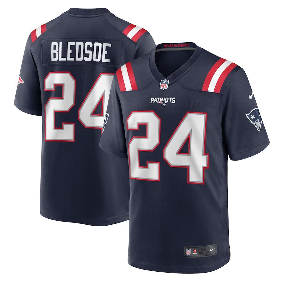 Men New England Patriots 24 Joshuah Bledsoe Nike Navy Game Player NFL Jersey